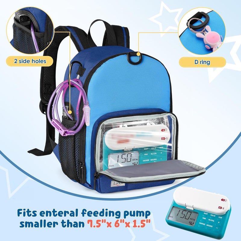 LUXJA Feeding Tube Backpack Fits 500ml Bag and Enteral Feeding Pump (Compatible with EnteraLite Infinity and Kangaroo Joey), Feeding Tube Bag for G Tube, J Tube and GJ Tube, Blue - Image 4